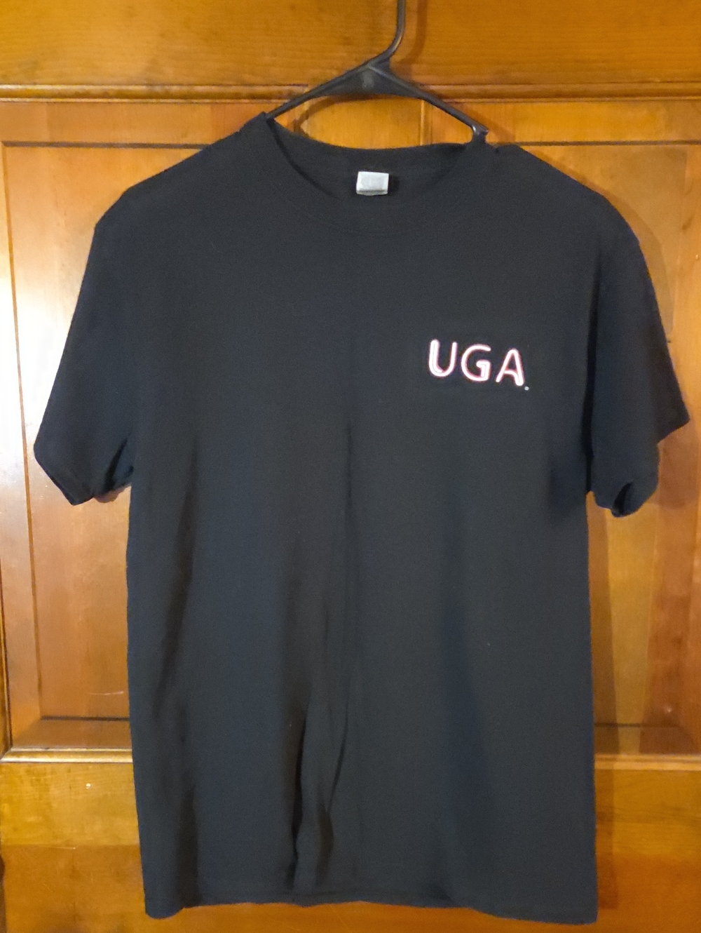 Gildan Black T-Shirt with Pink/White UGA Embroidery